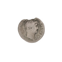 Denarius of Hadrian (76–138; Roman emperor 117–138). Obverse: head of Hadrian in laurel wreath