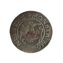Lithuanian half-grosz, Sigismund I the Old (king of Poland; 1506–1548). Obverse: Chaser (Chaser