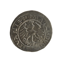 Lithuanian half-grosz, Sigismund I the Old (king of Poland; 1506–1548). Polish coin; Jagiellonian