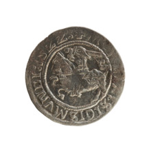 Lithuanian half-grosz, Sigismund I the Old (king of Poland; 1506–1548). Silver coin (half-grosz),