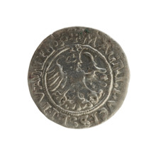 Lithuanian half-grosz, Sigismund I the Old (king of Poland; 1506–1548). Silver coin (1522).