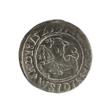 Lithuanian half-grosz, Sigismund I the Old (king of Poland; 1506–1548). Silver coin (half-grosz),