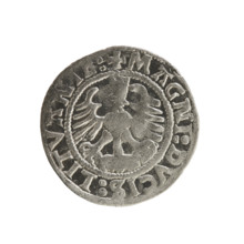 Lithuanian half-grosz, Sigismund I the Old (king of Poland; 1506–1548). Obverse: Pursuer (emblem of