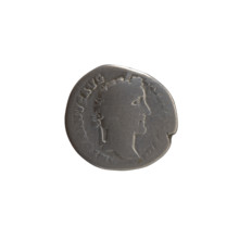 Denarius of Antoninus Pius (86–161; Roman emperor 138–161). Obverse: Head of Antoninus Pius in a