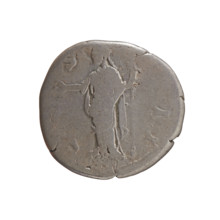 Denarius of Antoninus Pius (86–161; Roman emperor 138–161). Obverse: Head of Antoninus Pius in a