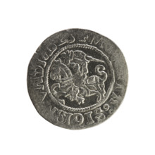Lithuanian half-grosz, Sigismund I the Old (king of Poland; 1506–1548). Coin (1525). Obverse: