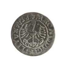 Lithuanian half-grosz, Sigismund I the Old (king of Poland; 1506–1548). Obverse: Pursuer (emblem of