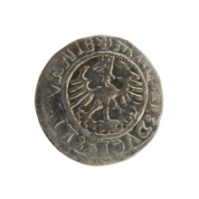 Lithuanian half-grosz, Sigismund I the Old (king of Poland; 1506–1548). Polish coin (Jagiellon
