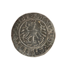 Lithuanian half-grosz, Sigismund I the Old (King of Poland; 1506–1548). Obverse: Pursuer (coat of