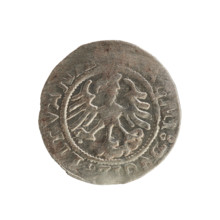 Lithuanian half-grosz, Sigismund I the Old (King of Poland; 1506–1548). Polish coin of the