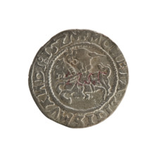 Lithuanian half-grosz, Sigismund I the Old (king of Poland; 1506–1548). R8 (rarity). Polish coin of