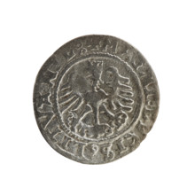 Lithuanian half-grosz, Sigismund I the Old (king of Poland; 1506–1548). R8 (rarity). Polish coin