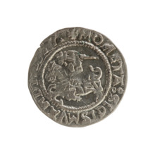 Lithuanian half-grosz, Sigismund I the Old (King of Poland; 1506–1548). Silver coin (half-grosz),