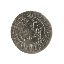 Lithuanian half-grosz, Sigismund I the Old (king of Poland; 1506–1548). Silver coin (half-grosz),