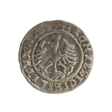 Lithuanian half-grosz, Sigismund I the Old (king of Poland; 1506–1548). Polish coin of the