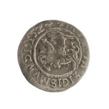 Lithuanian half-grosz, Sigismund I the Old (King of Poland; reign 1506–1548). Silver coin (1524).