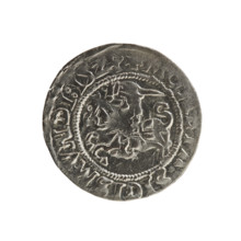 Lithuanian half-grosz, Sigismund I the Old (king of Poland; 1506–1548). Polish coin of the