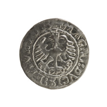 Lithuanian half-grosz, Sigismund I the Old (king of Poland; 1506–1548). Polish coin (Jagiellon