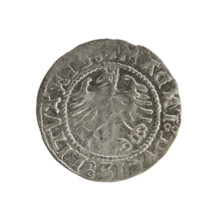 Lithuanian half-grosz, Sigismund I the Old (king of Poland; 1506–1548). Silver coin (half-grosz),