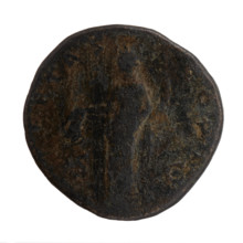 Sestertius, Antoninus Pius (86–161; Roman emperor 138–161), issuer. Obverse: head of Antoninus Pius