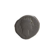 Denarius of Antoninus Pius (86–161; Roman emperor 138–161), c. 156–157. Obverse: head of the