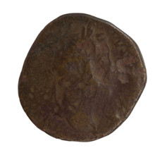 Sestertius of Antoninus Pius (86–161; Roman emperor 138–161). Obverse: head of Antoninus Pius in a