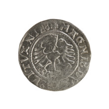 Lithuanian half-grosz, Sigismund I the Old (king of Poland; 1506–1548). Polish coin (Jagiellon