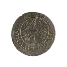 Lithuanian half-grosz, Sigismund I the Old (king of Poland; 1506–1548). Silver coin (half-grosz), c