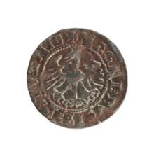 Lithuanian half-grosz, Sigismund I the Old (king of Poland; 1506–1548). Silver coin (1524).
