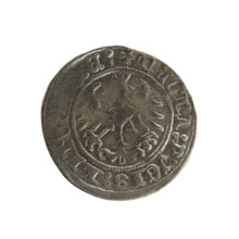 Lithuanian half-grosz of Sigismund I the Old (king of Poland, 1506–1548). Silver coin (half-grosz),