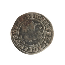Lithuanian half-grosz, Sigismund I the Old (King of Poland; 1506–1548). Obverse: Pogon (Lithuanian