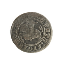 Lithuanian half-grosz, Sigismund I the Old (King of Poland; 1506–1548). Obverse: Pogon (Lithuanian
