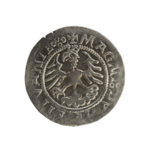 Lithuanian half-grosz, Sigismund I the Old (king of Poland; 1506–1548). R8 (rarity). Polish coin of
