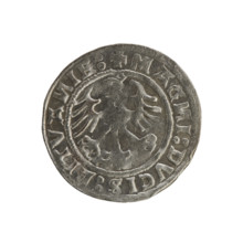 Lithuanian half-grosz, Sigismund I the Old (king of Poland; 1506–1548). R8 (rarity). Polish coin