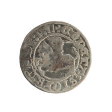 Lithuanian half-grosz, Sigismund I the Old (king of Poland; 1506–1548). Silver coin, 1511. Obverse: