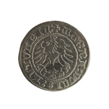 Lithuanian half-grosz, Sigismund I the Old (king of Poland; 1506–1548). R8 (rarity). Polish coin,