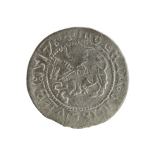 Lithuanian half-grosz, Sigismund I the Old (king of Poland; 1506–1548). Obverse: Pursuer