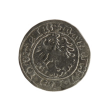 Lithuanian half-grosz, Sigismund I the Old (king of Poland; 1506–1548). Obverse: Pursuer