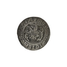 Lithuanian half-grosz, Sigismund I the Old (king of Poland; 1506–1548). Obverse: Pogon (Lithuanian
