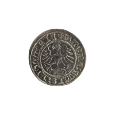 Lithuanian half-grosz, Sigismund I the Old (King of Poland; 1506–1548). Obverse: Pogon (Lithuanian
