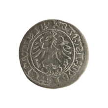 Lithuanian half-grosz, Sigismund I the Old (king of Poland; 1506–1548). Silver coin (half-grosz),