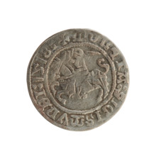 Lithuanian half-grosz, Sigismund I the Old (king of Poland; 1506–1548). Obverse: Pursuer