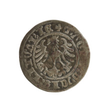 Lithuanian half-grosz, Sigismund I the Old (king of Poland; 1506–1548). Coin (1518). Obverse: