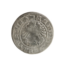 Lithuanian half-grosz, Sigismund I the Old (king of Poland; 1506–1548). Silver coin (half-grosz),