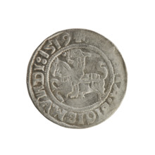 Lithuanian half-grosz, Sigismund I the Old (king of Poland; 1506–1548). Polish coin of the
