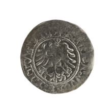 Lithuanian half-grosz, Sigismund I the Old (king of Poland; 1506–1548). Polish coin of the