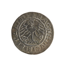 Lithuanian half-grosz, Sigismund I the Old (king of Poland; 1506–1548). Polish coin dated 1519.