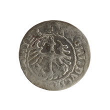 Lithuanian half-grosz, Sigismund I the Old (king of Poland; 1506–1548). Obverse: Pursuer