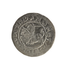 Lithuanian half-grosz, Sigismund I the Old (king of Poland; 1506–1548). Silver coin (half-grosz),