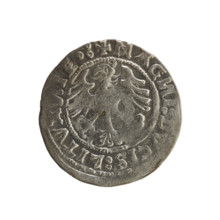 Lithuanian half-grosz, Sigismund I the Old (king of Poland; 1506–1548). Silver coin (half-grosz),